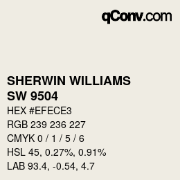 カラーコード: SHERWIN WILLIAMS<br>SW 9504 - Cold Foam | qconv.com