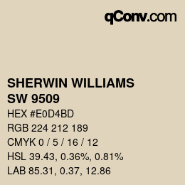 颜色代码: SHERWIN WILLIAMS<br>SW 9509 - Steamed Chai | qconv.com