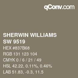 Color code: SHERWIN WILLIAMS<br>SW 9519 - Country Tweed | qconv.com