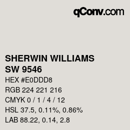 Color code: SHERWIN WILLIAMS<br>SW 9546 - Lunar Lite | qconv.com