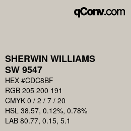 Color code: SHERWIN WILLIAMS<br>SW 9547 - Vessel | qconv.com