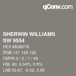 Color code: SHERWIN WILLIAMS<br>SW 9554 - Going Grey | qconv.com