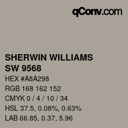 Color code: SHERWIN WILLIAMS<br>SW 9568 - Smooth Stone | qconv.com