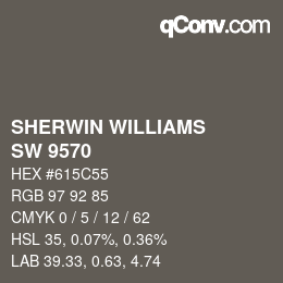 Color code: SHERWIN WILLIAMS<br>SW 9570 - Ironclad | qconv.com