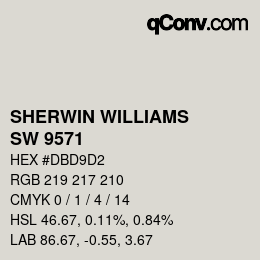 カラーコード: SHERWIN WILLIAMS<br>SW 9571 - Solstice | qconv.com