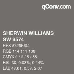 Color code: SHERWIN WILLIAMS<br>SW 9574 - Hulett Ore | qconv.com