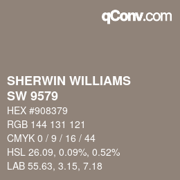 颜色代码: SHERWIN WILLIAMS<br>SW 9579 - Timeless Taupe | qconv.com