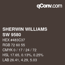 Color code: SHERWIN WILLIAMS<br>SW 9580 - Cracked Pepper | qconv.com