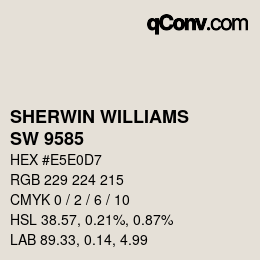 カラーコード: SHERWIN WILLIAMS<br>SW 9585 - Sunbleached | qconv.com