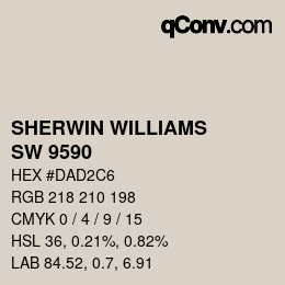 颜色代码: SHERWIN WILLIAMS<br>SW 9590 - Taupe Of The Morning | qconv.com