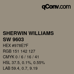 カラーコード: SHERWIN WILLIAMS<br>SW 9603 - Quarry Stone | qconv.com