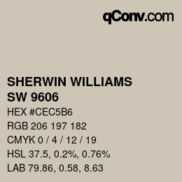 カラーコード: SHERWIN WILLIAMS<br>SW 9606 - Slumber Sloth | qconv.com