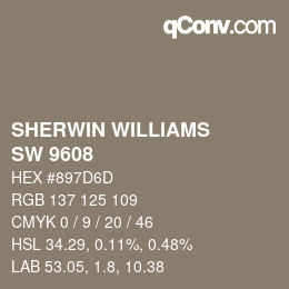 颜色代码: SHERWIN WILLIAMS<br>SW 9608 - Habitat | qconv.com