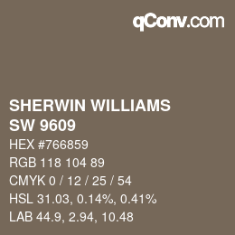 カラーコード: SHERWIN WILLIAMS<br>SW 9609 - Landmark | qconv.com