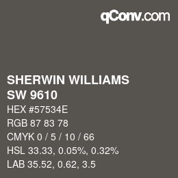 カラーコード: SHERWIN WILLIAMS<br>SW 9610 - Stony Creek | qconv.com