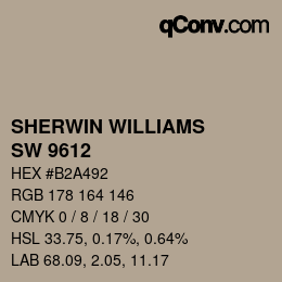 カラーコード: SHERWIN WILLIAMS<br>SW 9612 - Perfect Khaki | qconv.com