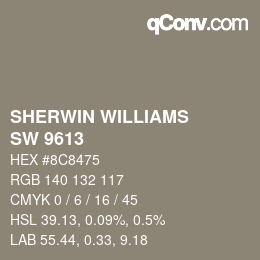 颜色代码: SHERWIN WILLIAMS<br>SW 9613 - Terrain | qconv.com