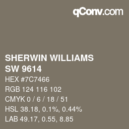 颜色代码: SHERWIN WILLIAMS<br>SW 9614 - Carriage Stone | qconv.com