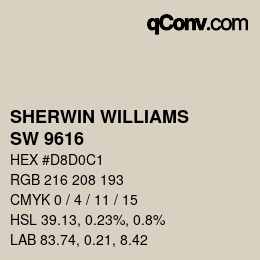 カラーコード: SHERWIN WILLIAMS<br>SW 9616 - Dumpling | qconv.com