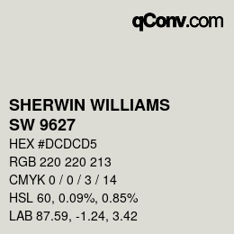 Color code: SHERWIN WILLIAMS<br>SW 9627 - Pacific Fog | qconv.com