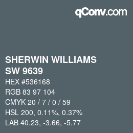 カラーコード: SHERWIN WILLIAMS<br>SW 9639 - Rain Cloud | qconv.com