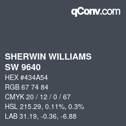 颜色代码: SHERWIN WILLIAMS<br>SW 9640 - Sea Mariner | qconv.com