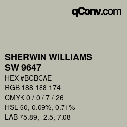 Color code: SHERWIN WILLIAMS<br>SW 9647 - Soft Sage | qconv.com