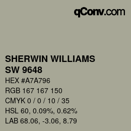 カラーコード: SHERWIN WILLIAMS<br>SW 9648 - Frosted Fern | qconv.com