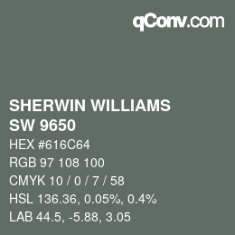 Color code: SHERWIN WILLIAMS<br>SW 9650 - Succulent | qconv.com