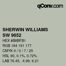 Color code: SHERWIN WILLIAMS<br>SW 9652 - Hazel Gaze | qconv.com