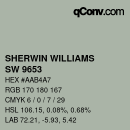 カラーコード: SHERWIN WILLIAMS<br>SW 9653 - Forever Green | qconv.com