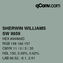 颜色代码: SHERWIN WILLIAMS<br>SW 9659 - Marine | qconv.com