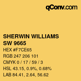 颜色代码: SHERWIN WILLIAMS<br>SW 9665 - Sunny Side Up | qconv.com