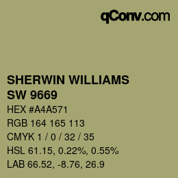 Farbcode: SHERWIN WILLIAMS<br>SW 9669 - Glade Green | qconv.com