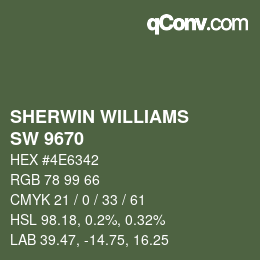 カラーコード: SHERWIN WILLIAMS<br>SW 9670 - Olivetone | qconv.com
