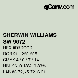 颜色代码: SHERWIN WILLIAMS<br>SW 9672 - Wavecrest | qconv.com