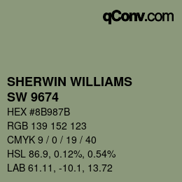 颜色代码: SHERWIN WILLIAMS<br>SW 9674 - Leaflet | qconv.com