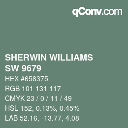 Color code: SHERWIN WILLIAMS<br>SW 9679 - Juniper | qconv.com