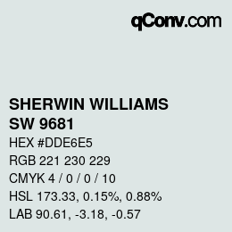 Color code: SHERWIN WILLIAMS<br>SW 9681 - Rainsong | qconv.com