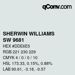 Code couleur: SHERWIN WILLIAMS<br>SW 9681 - Rainsong | qconv.com
