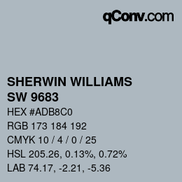 Código de color: SHERWIN WILLIAMS<br>SW 9683 - Lakeside | qconv.com