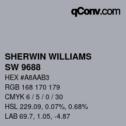 颜色代码: SHERWIN WILLIAMS<br>SW 9688 - Modern Lavender | qconv.com