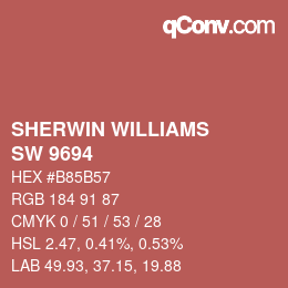 Color code: SHERWIN WILLIAMS<br>SW 9694 - Wild Poppy | qconv.com