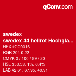 Código de color: swedex - swedex 44 hellrot Hochglanz | qconv.com