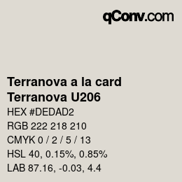 カラーコード: Terranova a la card - Terranova U206 | qconv.com