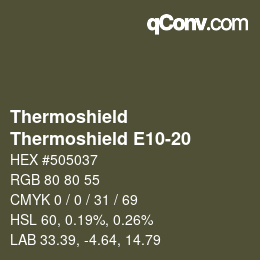 カラーコード: Thermoshield - Thermoshield E10-20 | qconv.com