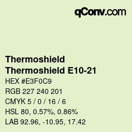 Color code: Thermoshield - Thermoshield E10-21 | qconv.com