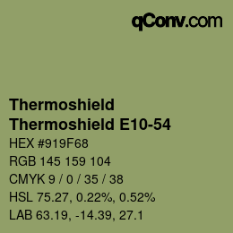 Color code: Thermoshield - Thermoshield E10-54 | qconv.com