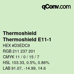 Code couleur: Thermoshield - Thermoshield E11-1 | qconv.com