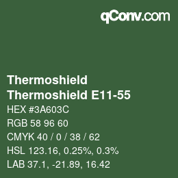 カラーコード: Thermoshield - Thermoshield E11-55 | qconv.com